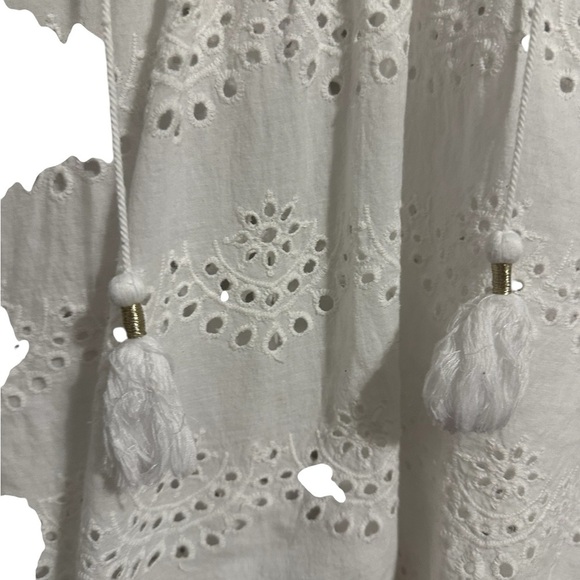 Nicole Miller Artelier White Eyelet TopCotton Eyelet  Flutter Short Sleeve Top L - Picture 6 of 10